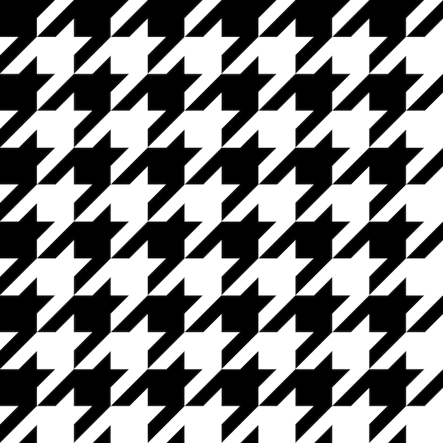 Houndstooth seamless pattern black and white fabric background classical checkered textile