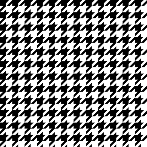 Houndstooth seamless pattern black and white fabric background classical checkered textile