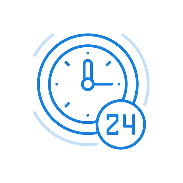 hour work schedule vecto line icon constant support for customers and subscribers