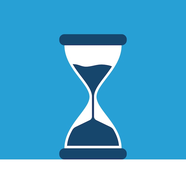 Hourglass on blue background. Time management and urgency concept. Flat design. EPS 8 vector illustration, no transparency