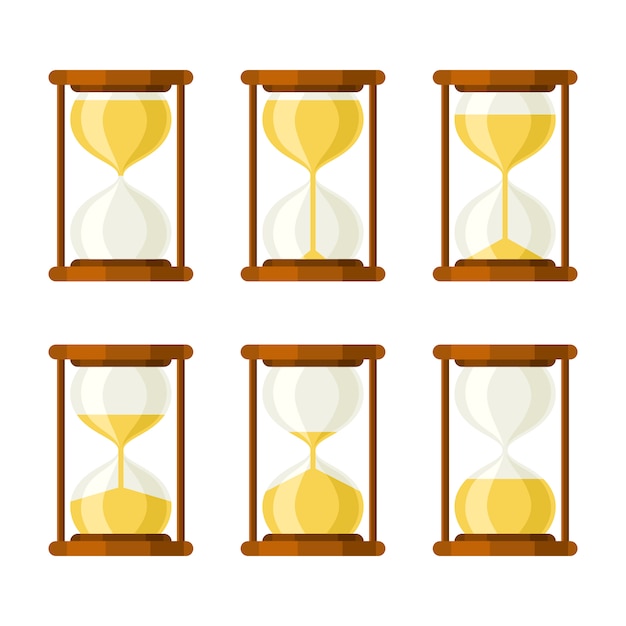 Hourglass retro vector icons set