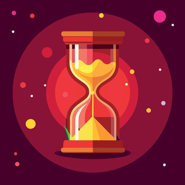 Hourglass or sandglass on red dark background with decoration light bokeh using as Party always end