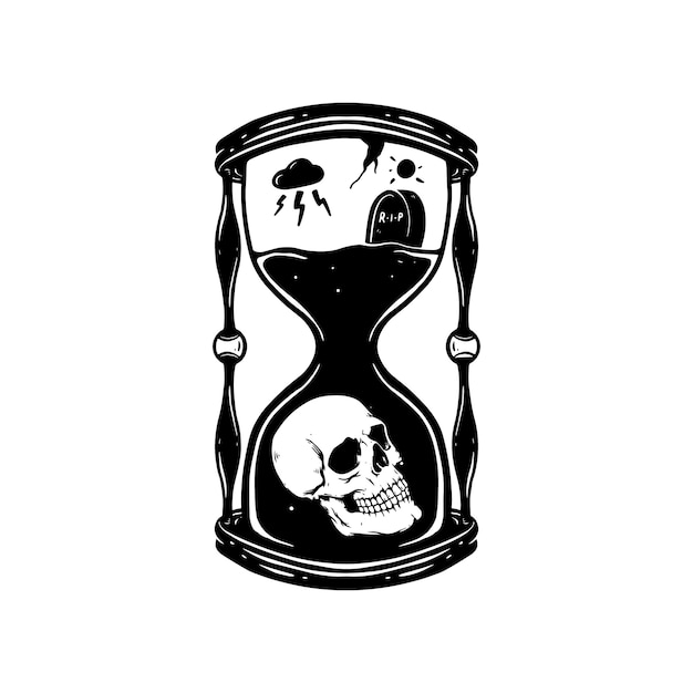 hourglass and skull simple illustration 