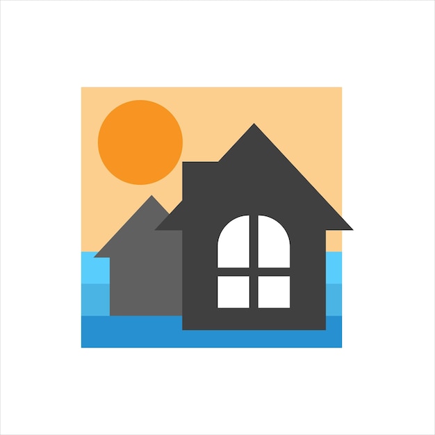 House Beach and Sunset logo design