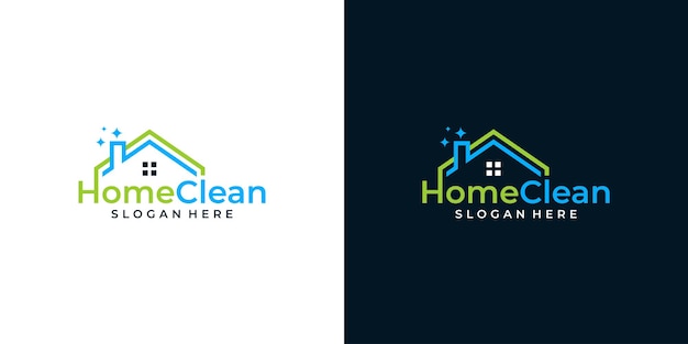 House building logo design template with cleaning graphic design illustration icon symbol creative