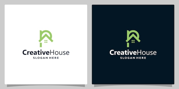 House building logo with initial letter P Vector illustration graphic design Good for brand advertising real estate construction building and home