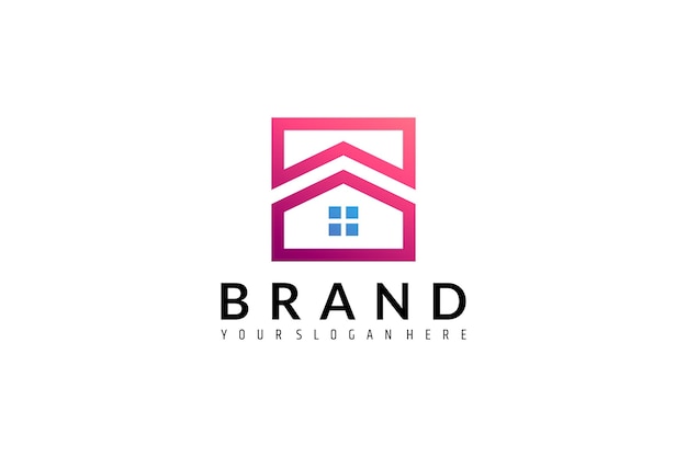 House building logo with simple square design