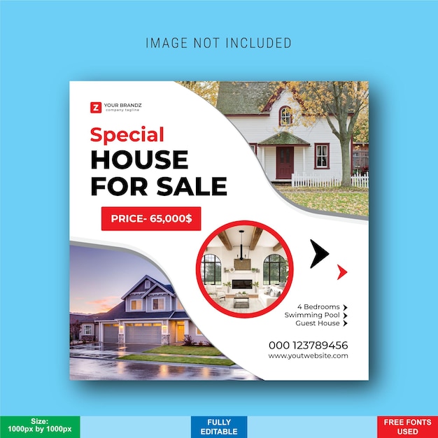 house buys online promotion, social media post template