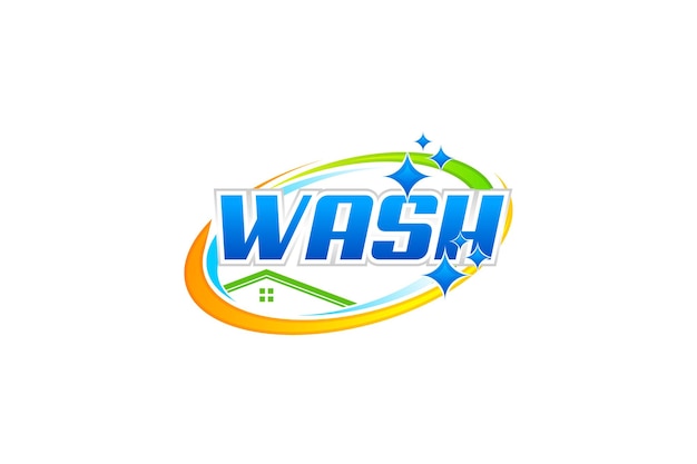 House cleaning logo design wash house service moe maintenance service identity symbol