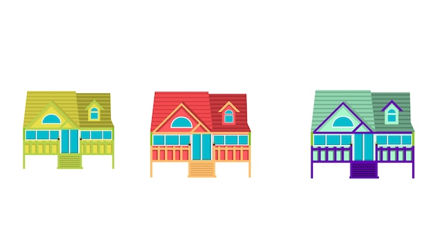 House collection isolated vector illustration