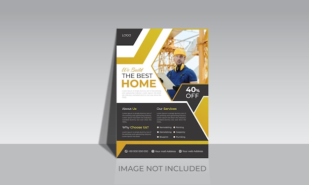 House Construction flyer, leaflet brochure template suitable for real estate construction company.