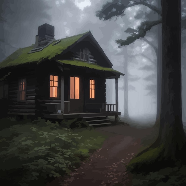 Vector house a dark suspenseful illustration