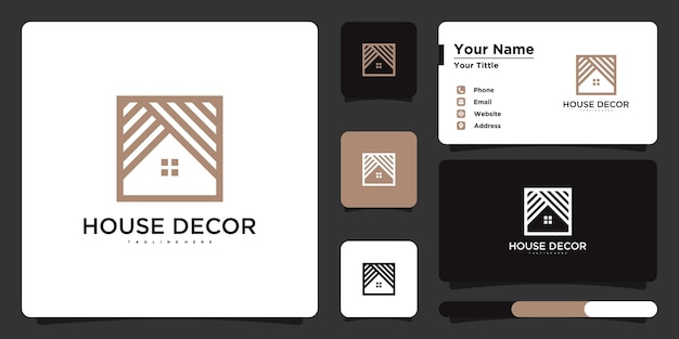 Vector house decor logo vector with creative line style premium vector