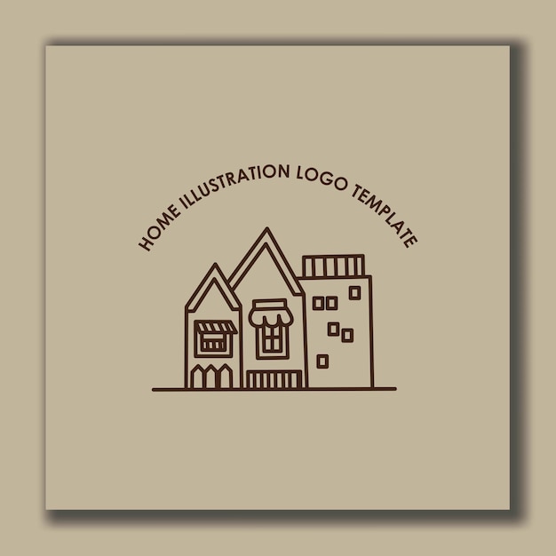 house design template with brown cartoon outline design style