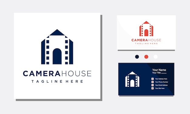 House and film for movie production logo design icon vector