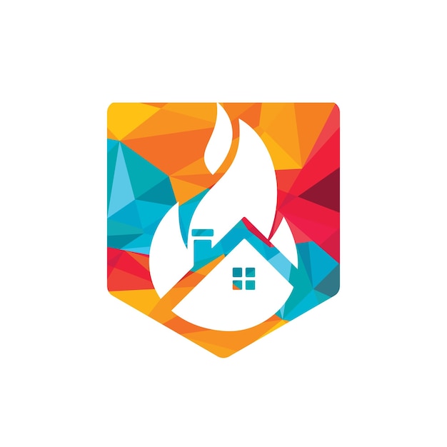 House fire vector logo design template