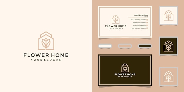 House flower logo and business card