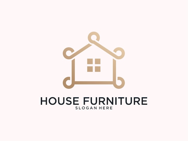 House furniture line art logo design