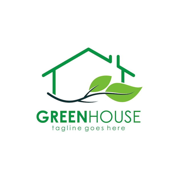 house green leaf for villa real estate cafe restaurant bar or nature house concept logo design