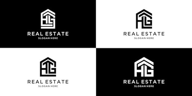 House group logo with initial letter hg design