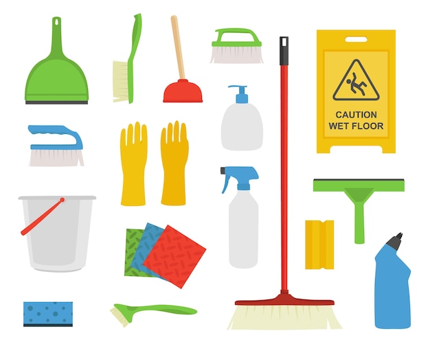 House holding cleaning tools Housekeeping tool icons for home