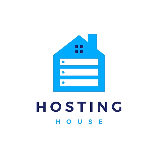 House home hosting server cloud data storage logo vector icon illustration