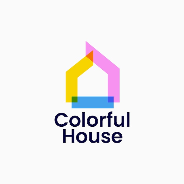 House home mortgage real estate overlapping color logo vector icon illustration