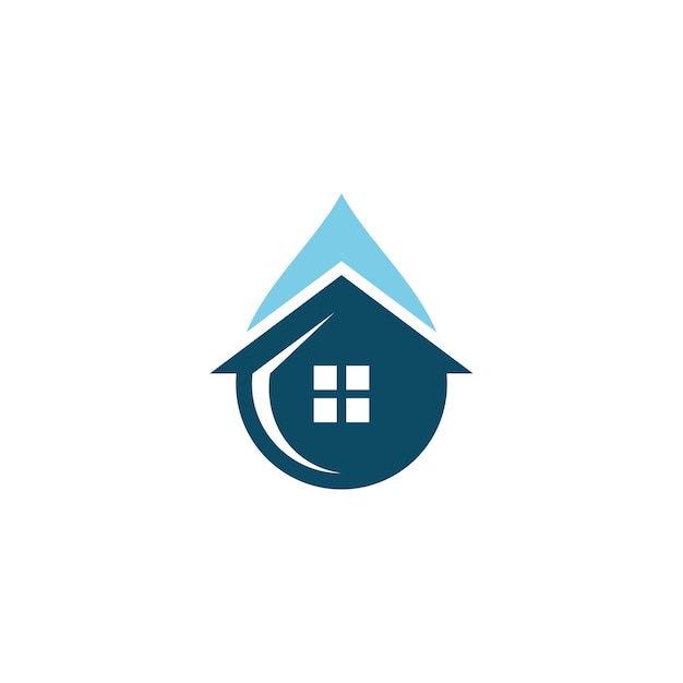 House Home and Water Drop Droplet Icon for Plumbing Logo Design