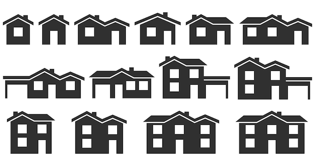 House icon Set of black houses symbols Vector illustration