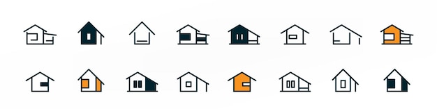 House icons set over white home pictogram illustration