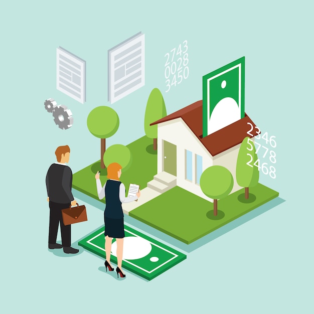 House investment and credit with isometric