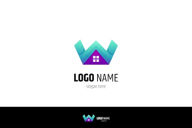 House letter W logo design template