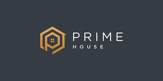 House logo design with creative letter P concept