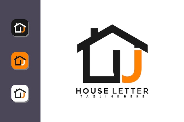 house logo design with letter u vector concept