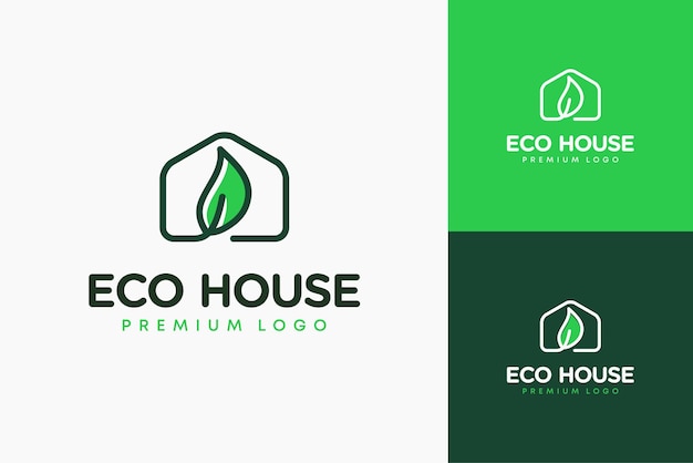 House logo with leaves inside or ecofriendly house Logo premium vector