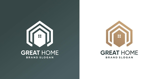 House logo with modern geometry line art style Premium Vector part 1