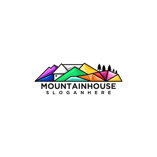 House logo with mountain concept design vector