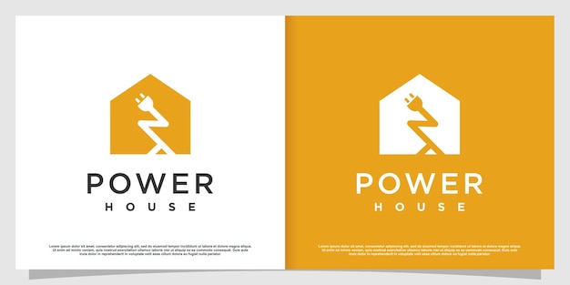 House logo with power electric concept Premium Vector