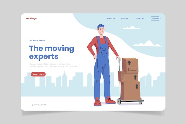 Vector house moving services landing page