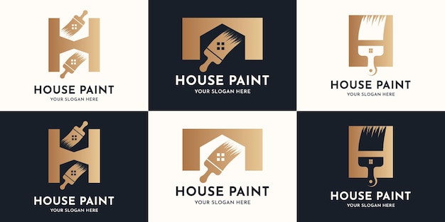 House paint brush letter H logo for paint business inspiration logo