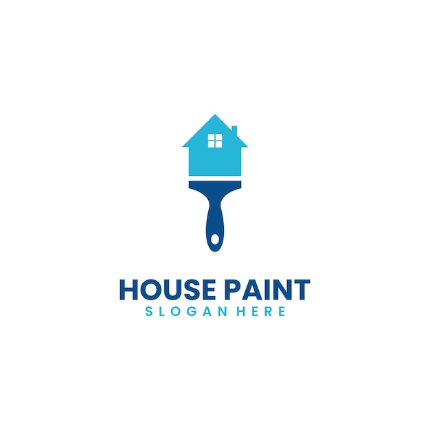 Vector house painting logo design on isolated background brush with house logo concept