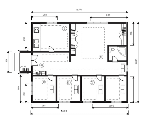 House plan drawing Figure of the jotting sketch of the construction