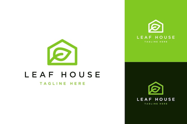 House plant design logo or house with leaves