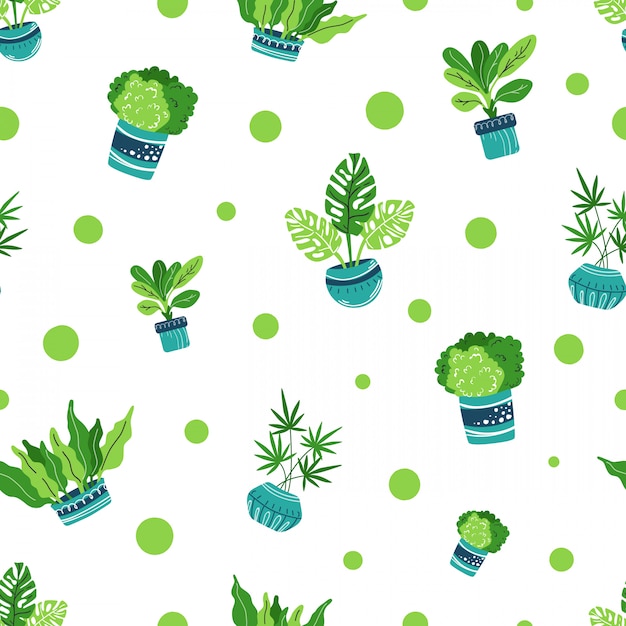 House Plants Seamless Pattern