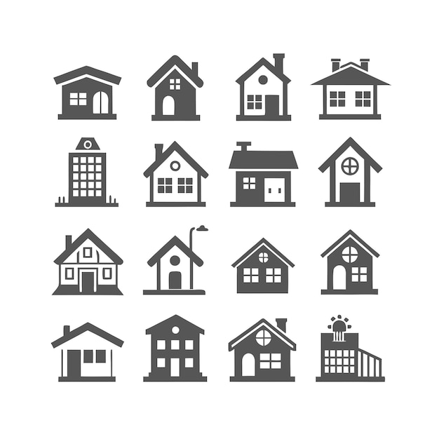 Vector house property and real estate icon set collection vector illustration