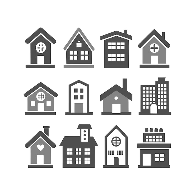 Vector house property and real estate icon set collection vector illustration