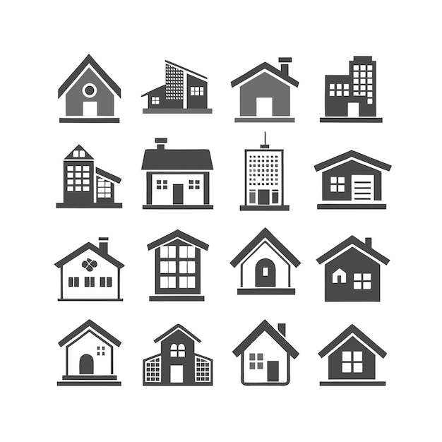 Vector house property and real estate icon set collection vector illustration