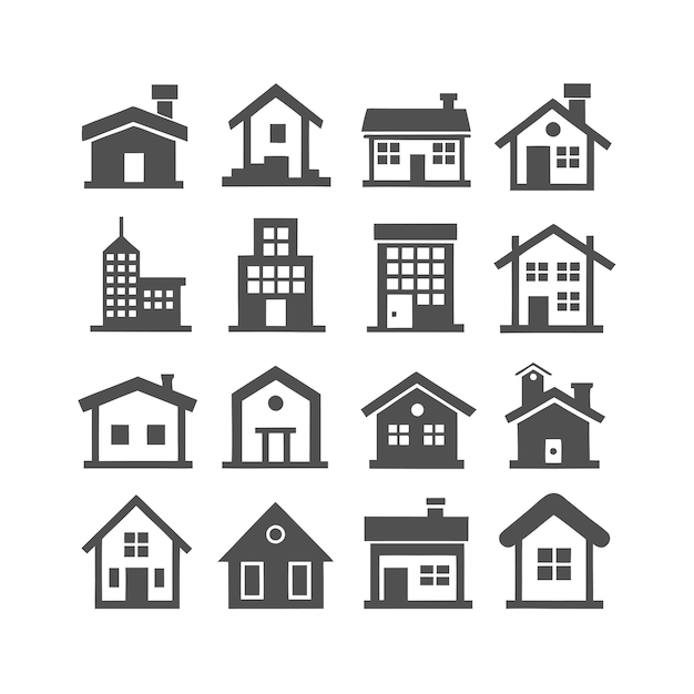 Vector house property and real estate icon set collection vector illustration