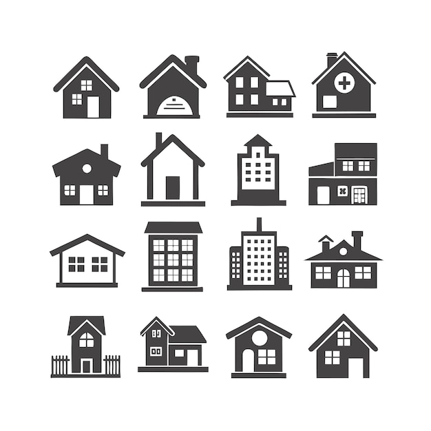 Vector house property and real estate icon set collection vector illustration