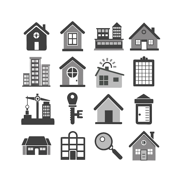 Vector house property and real estate icon set collection vector illustration